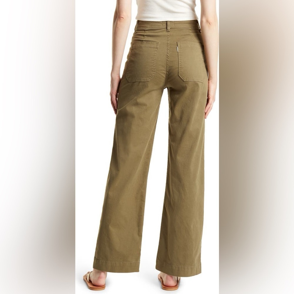 Askk NY Sailor High Waist Wide Leg Cargo Pants Olive Green Size 34 EUC - Picture 2 of 11